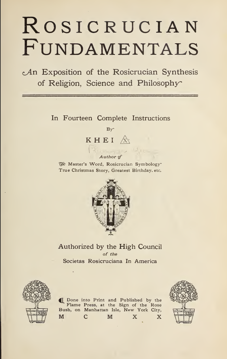 1920 Khei Rosicrucian Fundamentals cover