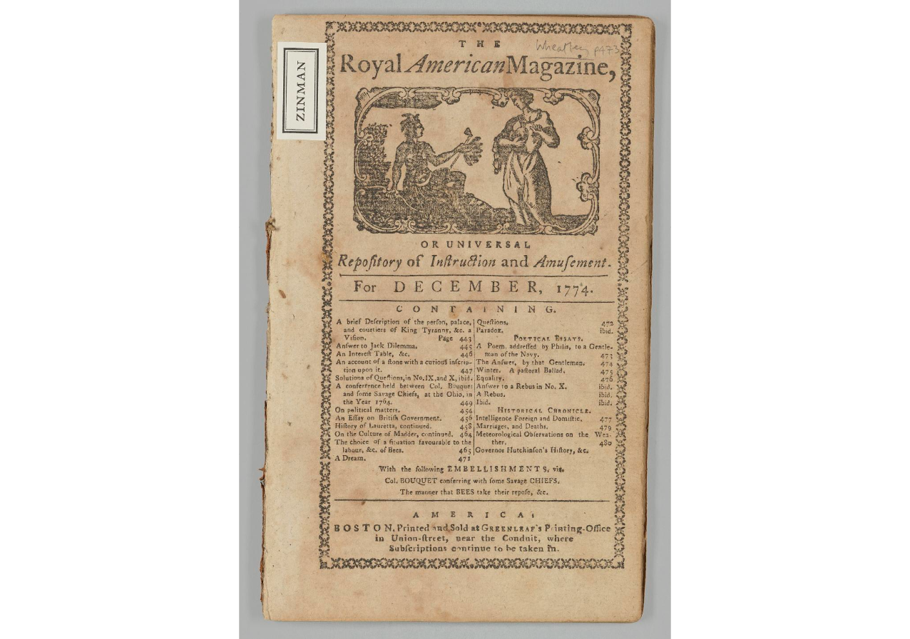 royal american magazine december 1774: To A Gentleman of the Navy cover